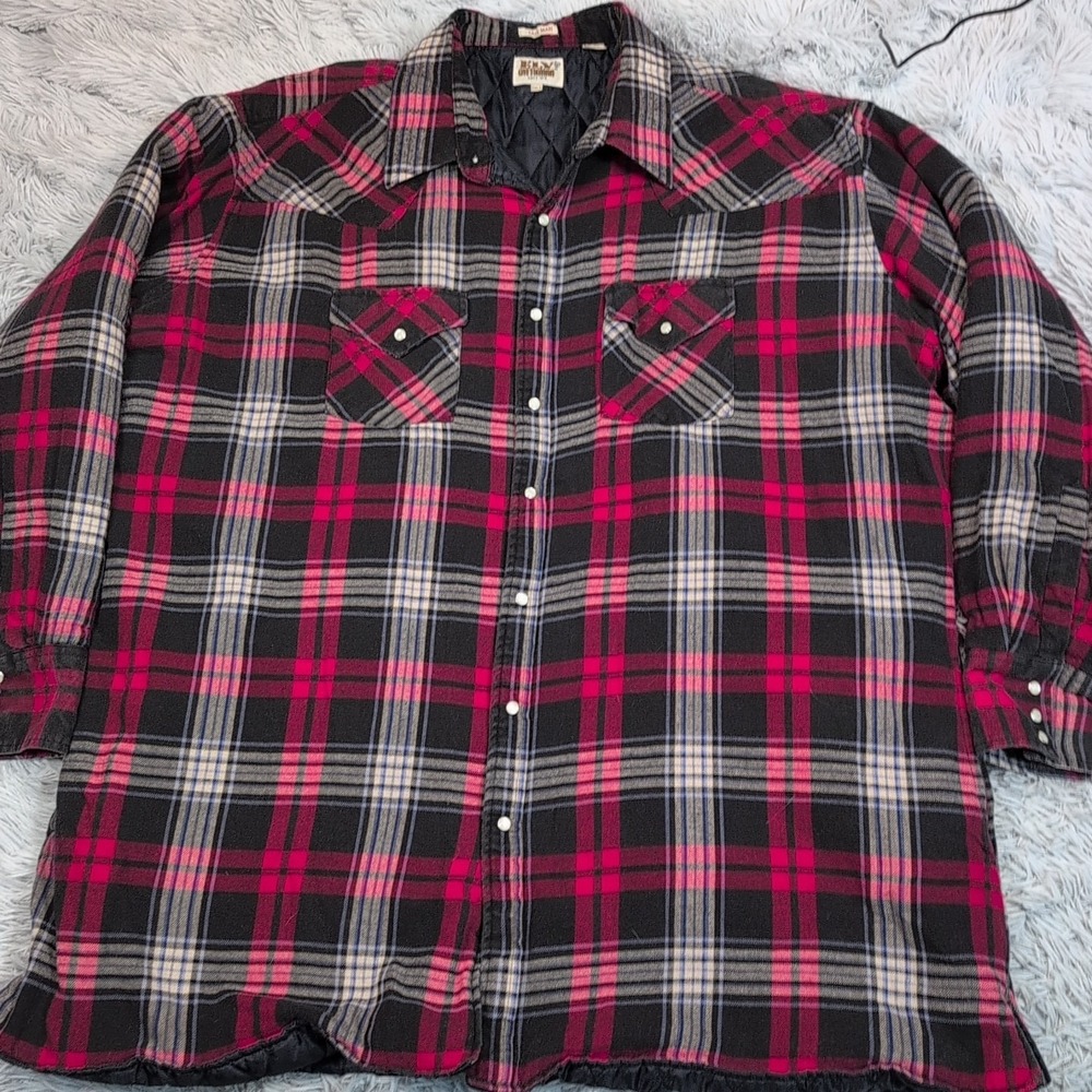 Vintage Ely Cattleman Jacket Mens 3XL Tall Red Plaid Shacket Pockets‎ Chore Work
